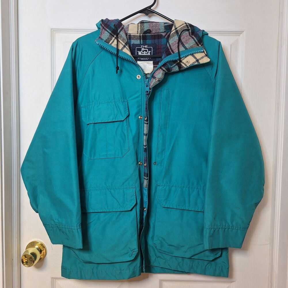 Woolrich Vintage 80s Teal Wool Lined Parka Barn Coat Gorpcore Outdoor Size M